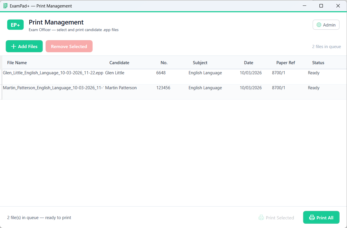 ExamPad+ Print Preview